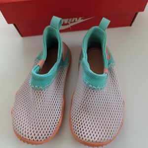 Nike Peach Aqua White Water Shoes Slip-On Design 6C